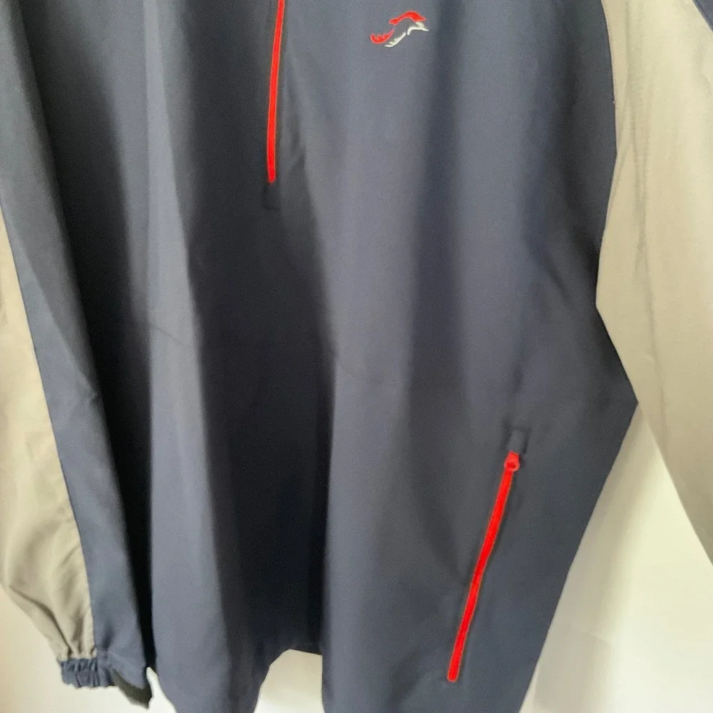 FootJoy Mens XL Navy Grey Quarter Zip Golf Windbreaker Pullover Jacket Pockets